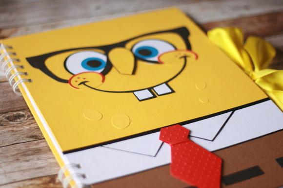 Livro de Assinaturas Bob Esponja Personalizado A4 Capa Dura Scrap