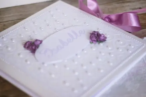 Livro de Assinaturas Personalizado em Scrapbook | Caderno de Mensagens Artesanal 21x21