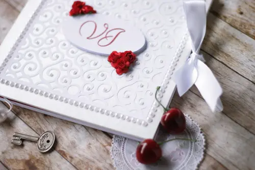 Livro de Assinaturas Personalizado 21x21 | Caderno de Mensagens Artesanal em Scrapbook