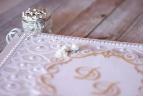 Livro de Mensagens para Casamento Branco e Dourado | Scrapbook Artesanal A4