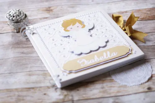 Livro de Assinaturas para Batizado com Detalhes Dourados | Scrapb