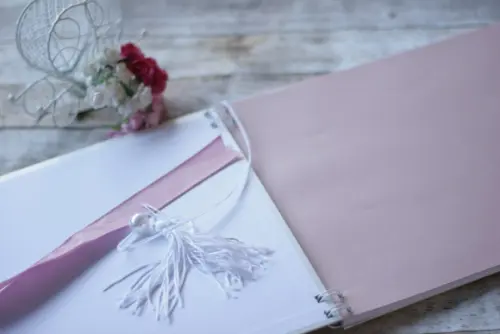 Livro de Mensagens para Casamento Branco e Marrom | Scrapbook Art