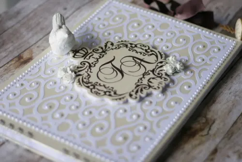 Livro de Mensagens para Casamento Champagne e Marrom | Scrapbook 