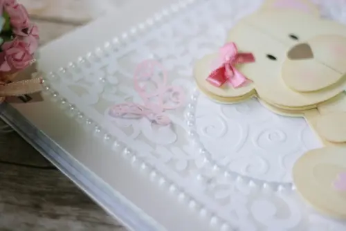 Livro do Bebê Ursinha Floral | Diário do Bebê em Scrapbook Art