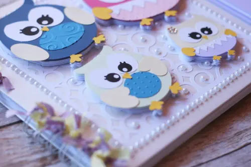 Livro de Assinaturas Corujinhas A4 Personalizado Scrapbook Capa D