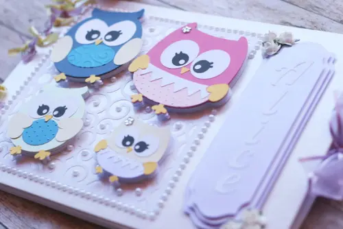 Livro de Assinaturas Corujinhas A4 Personalizado Scrapbook Capa D