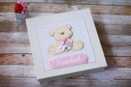 Livro Diário do Bebê Personalizado Ursinha Floral Scrapbook com