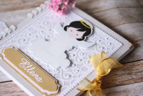 Livro de Assinaturas para Batizado Personalizado 21x21 com Detalh
