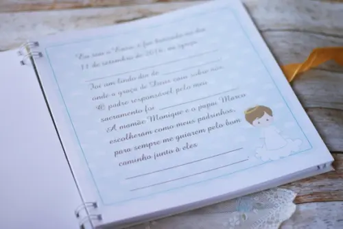 Livro de Assinaturas para Batizado Personalizado 21x21 com Detalh
