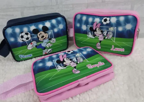 Necessaire Mickey e Minnie Futebol
