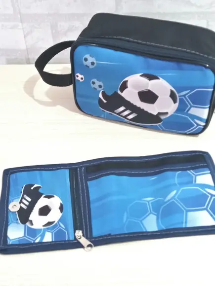 KIT NECESSAIRE E CARTEIRA FUTEBOL(Colocamos nome)
