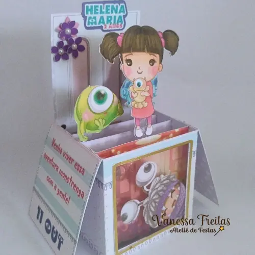 Convite Cenário 3d Boo Monstros SA