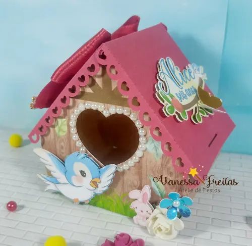 Caixa Casinha Coração Branca de Neve