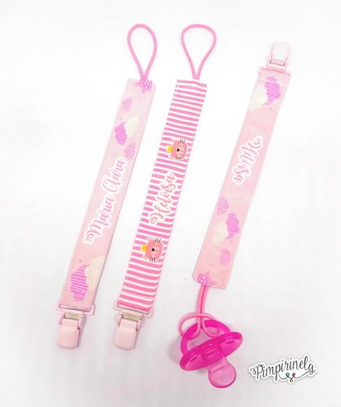 Kit 3 Prendedores de Chupeta Personalizado