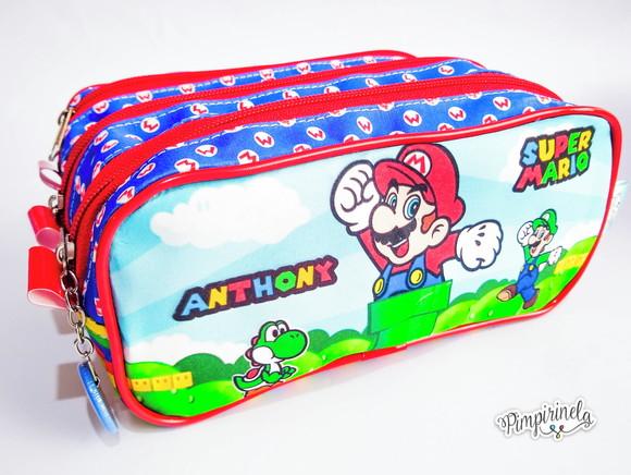 Estojo Triplo Super Mário Personallizado