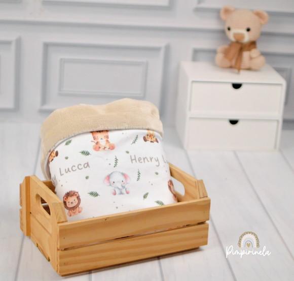 Mantinha Personalizada Baby Dupla Face - Safari