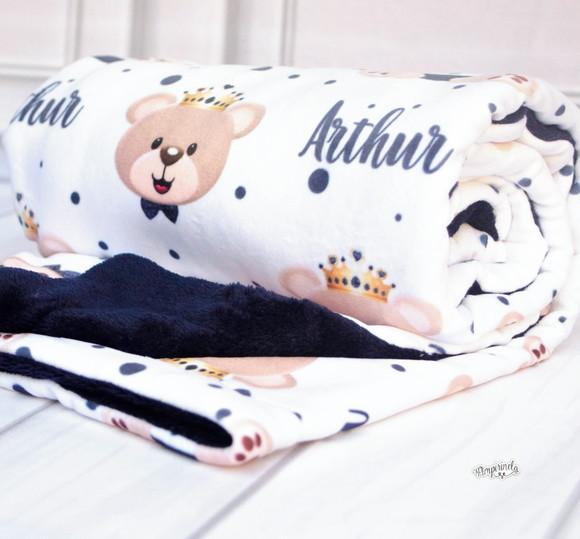 Mantinha Personalizada Baby Dupla Face - Ursinho Príncipe