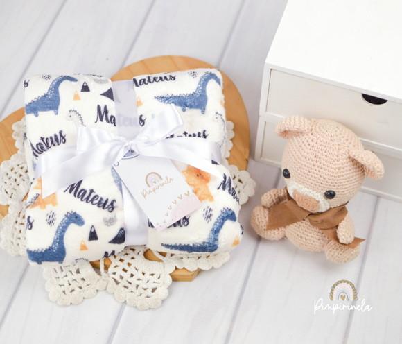Manta Personalizada Fleece Baby- Dino