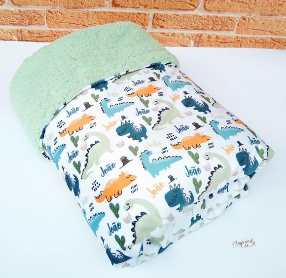 Mantinha Personalizada Baby Dupla Face - Dino