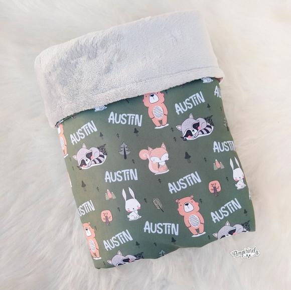 Mantinha Personalizada Baby Dupla Face - Floresta Verde