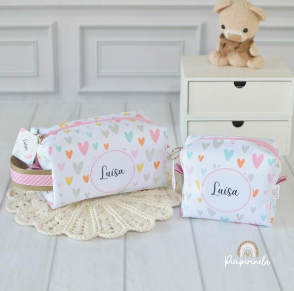Kit Necessaire Box G + Necessaire Cubinho M- Corações