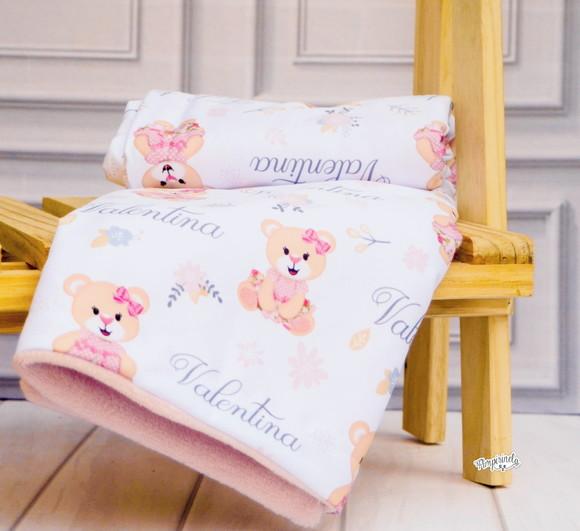 Mantinha Personalizada Baby Dupla Face - Ursinha