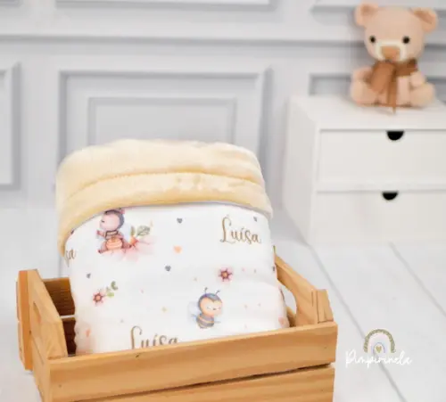 Mantinha Personalizada Baby Dupla Face - Abelhinha