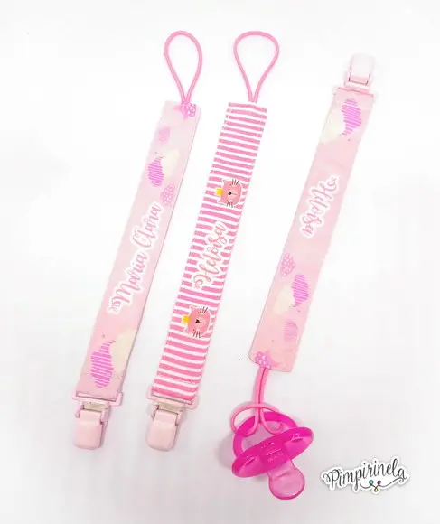 Kit 3 Prendedores de Chupeta Personalizado