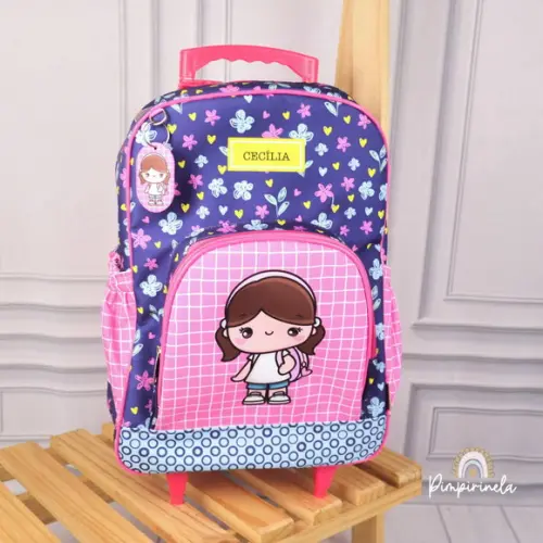 Mochila Personalizada Rodinhas- Floral
