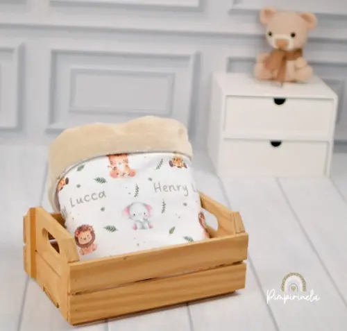 Mantinha Personalizada Baby Dupla Face - Safari
