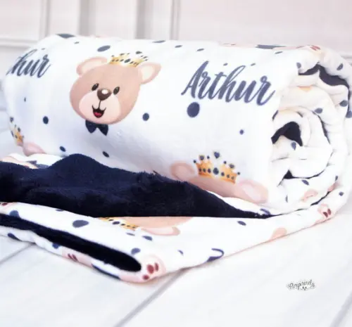 Mantinha Personalizada Baby Dupla Face - Ursinho Príncipe