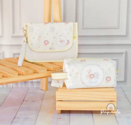 Kit Porta Caderneta + Necessaire Box G- Safari Amarelo