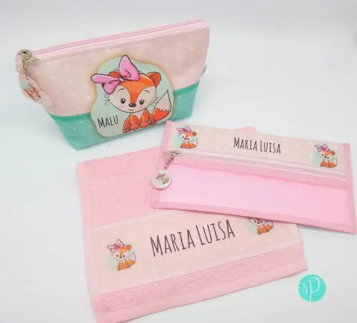 Conjunto Necessaire + Toalha Lavabinho + Porta Higiene