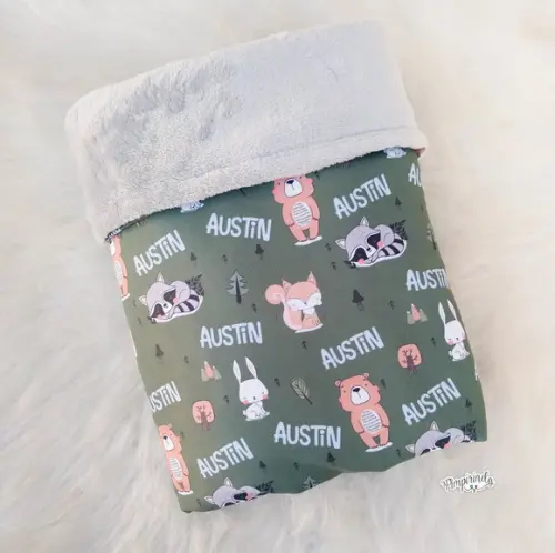 Mantinha Personalizada Baby Dupla Face - Floresta Verde