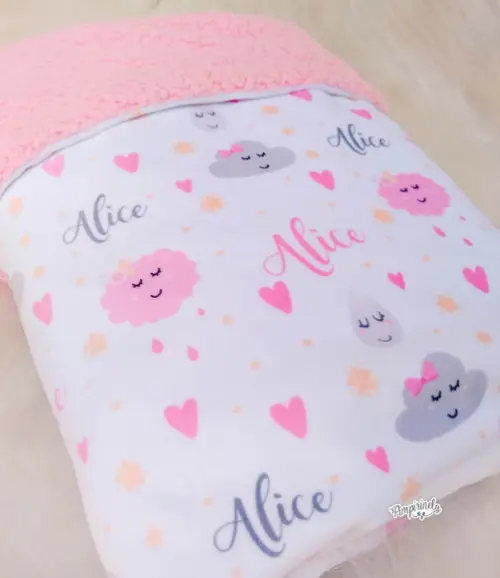 Mantinha Personalizada Baby Dupla Face - Chuva de Amor