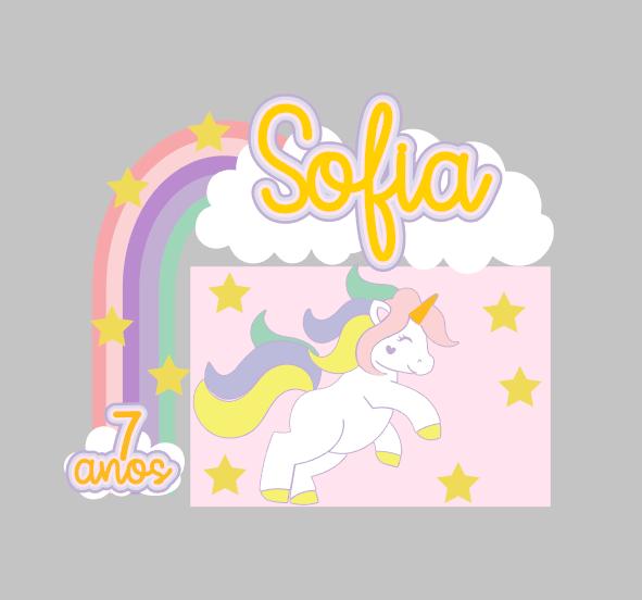 Arquivo de corte Topo Unicórnio em camadas