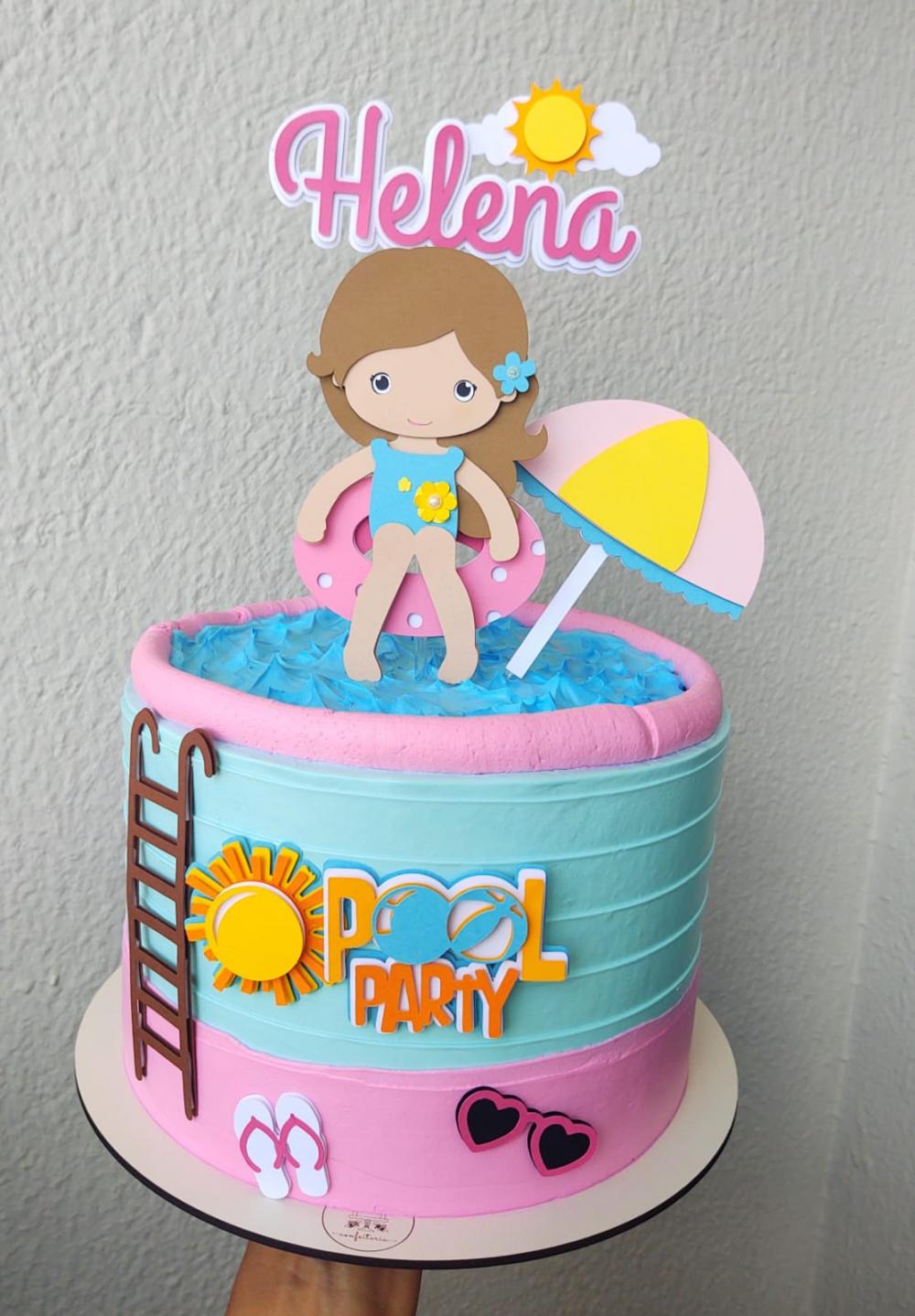 Arquivo de corte Topo Pool Party menina camadas