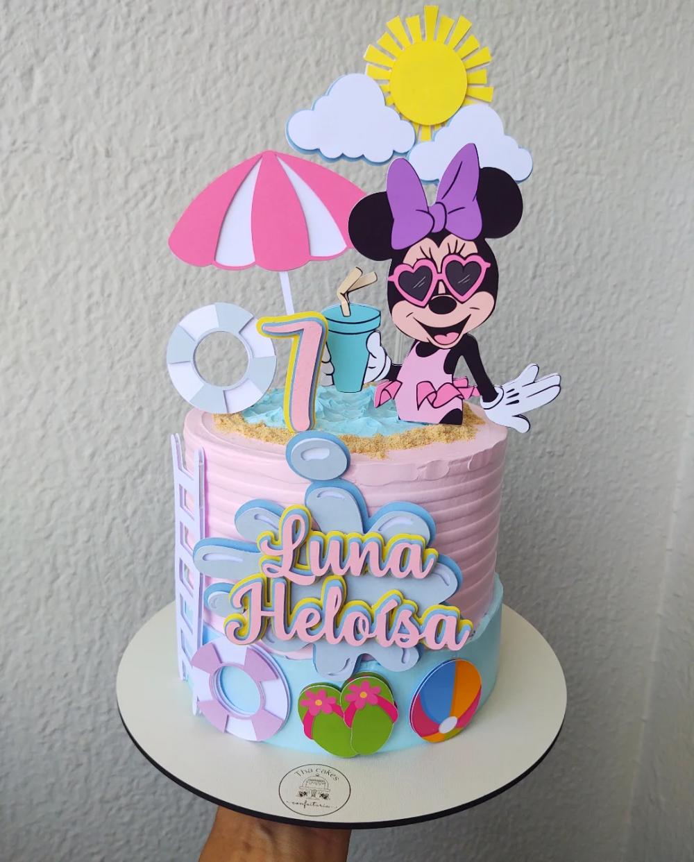 Arquivo de corte Topo Minnie Pool Party em camadas