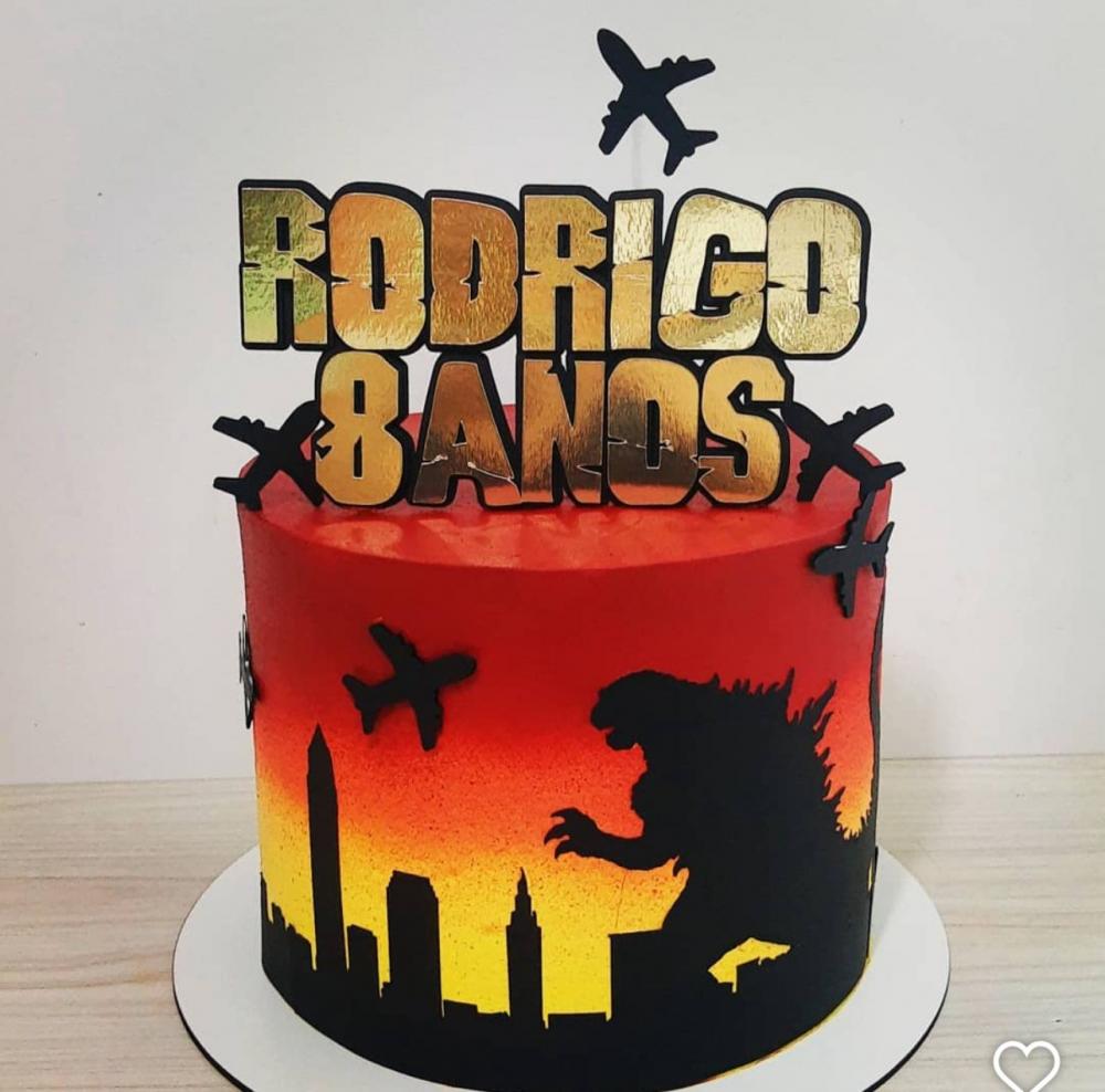 Arquivo de Corte Topo de Bolo  Godzilla em camadas