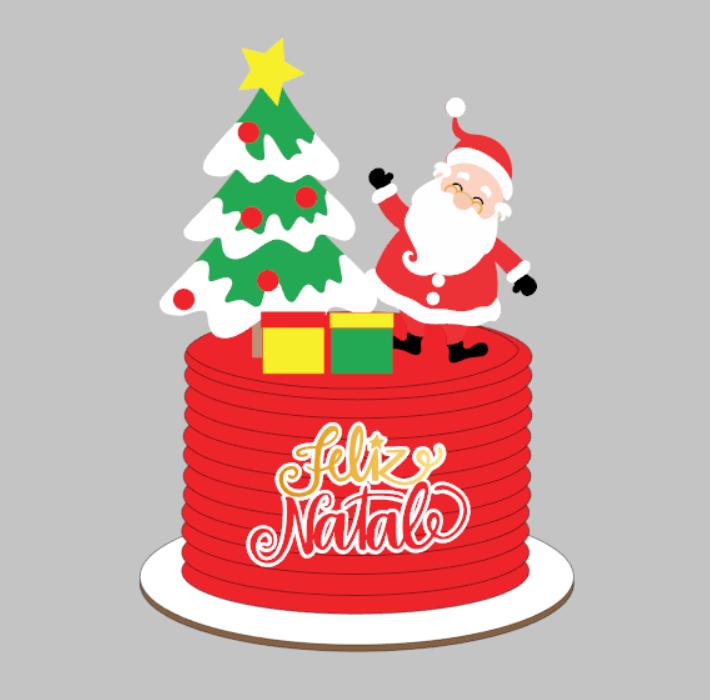 Arquivo de Corte Topo de Bolo Feliz Natal em camadas