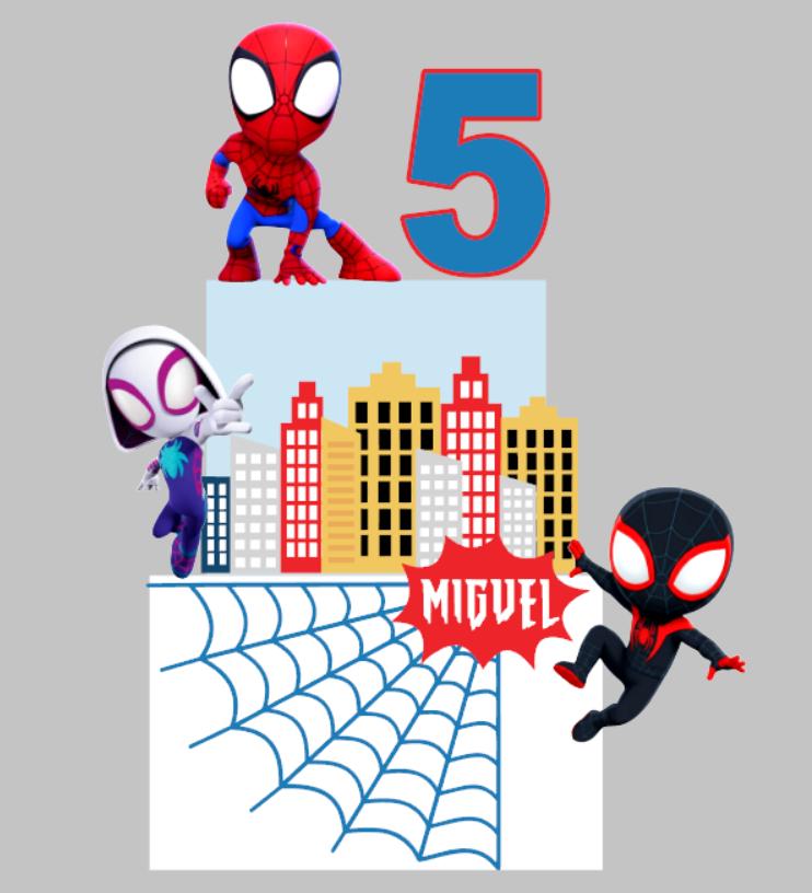 Arquivo de Corte Topo de Bolo Spider e seus amigos