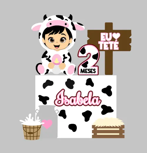 Arquivos de Corte Topo de Bolo EU AMO Tetê  em camadas