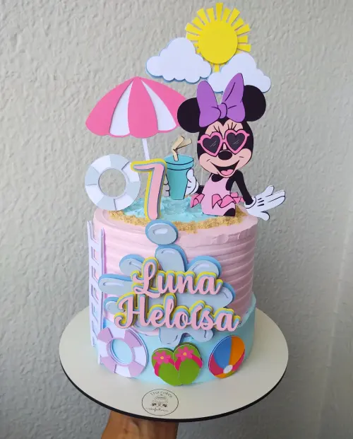 Arquivo de corte Topo Minnie Pool Party em camadas