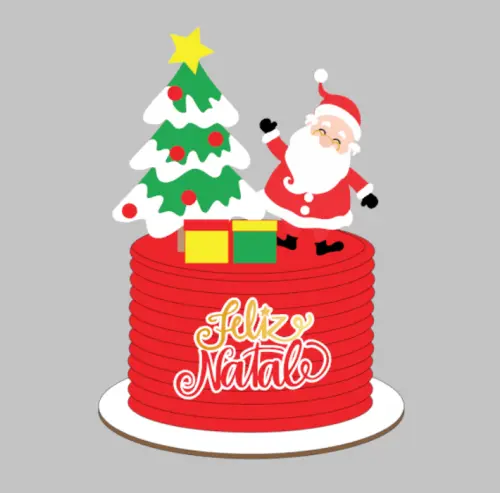 Arquivo de Corte Topo de Bolo Feliz Natal em camadas