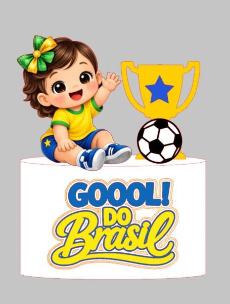 Arquivo Topo de Bolo Copa do Mundo - Gol do Brasil Menina