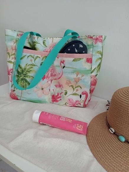 Bolsa de Praia Impermeável Flamingo