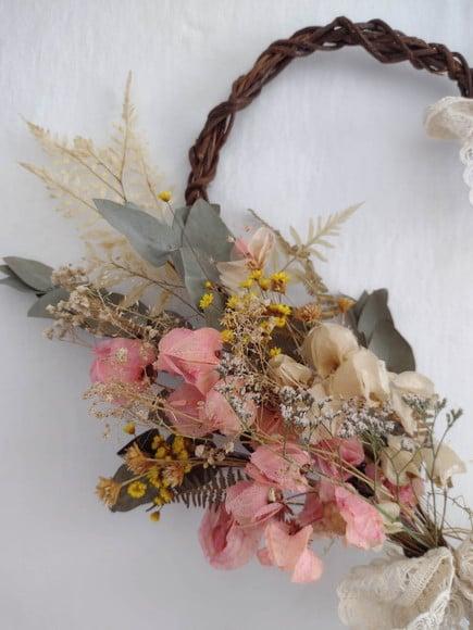uirlanda Coração com Flores Secas | Decoração Artesanal