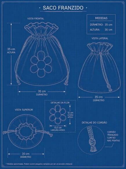 Saco Organizador 35 x 35 cm Margaridas