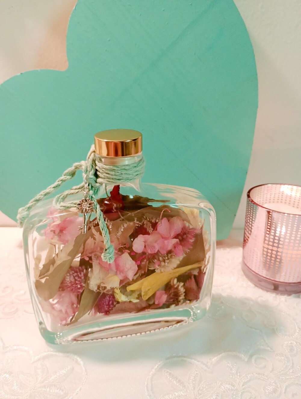 Garrafa Decorativa 350ml com Flores Secas Naturais