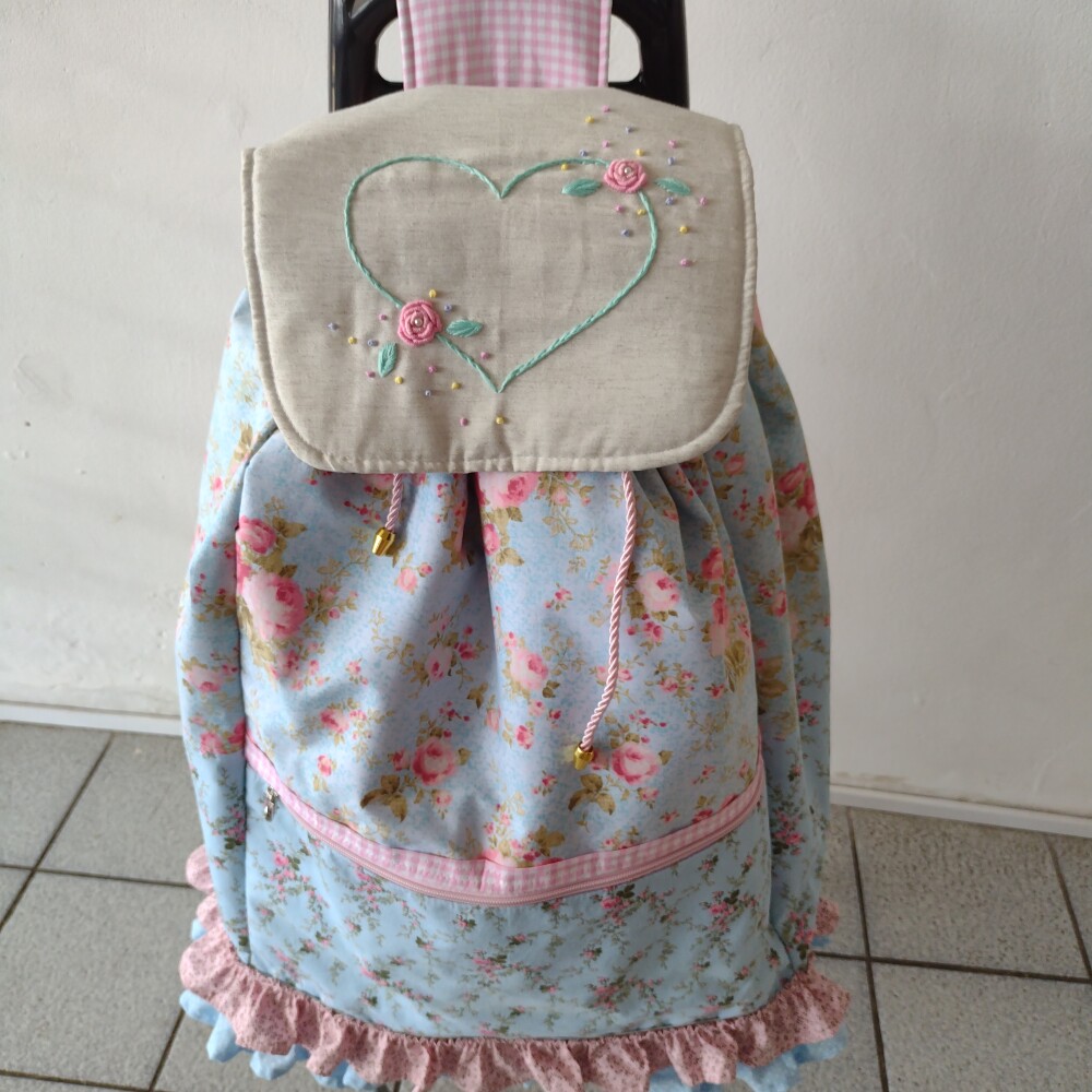 Capa para Carrinho de Feira Luxo em Patchwork
